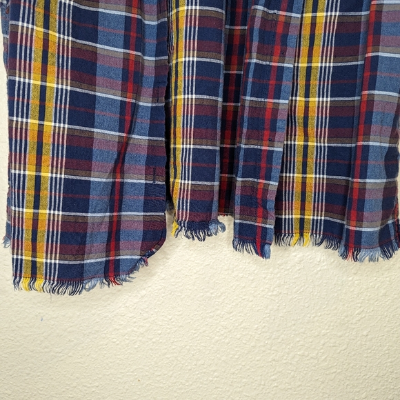 Madewell Plaid Button Down Tank Top with Fringe and Collar Medium - Picture 3 of 7